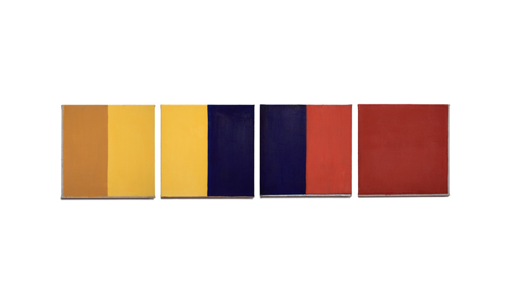 Vertauschung, 2015, Pigmente auf Lwd, 4 Tafeln je 35x35 | scambio, pigmenti su tela, 4 tavole cad. 35x35
