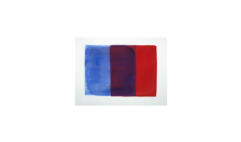 blau-rot, 2015, Pigmente auf Papier, 36x48 | blu-rosso, 2015, pigmenti su carta, 36x48