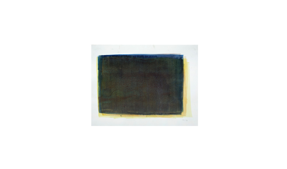 gelbdrüber, 2016, Pigmente auf Papier, 31x41 | giallo sopra, 2016, pigmenti su carta, 31x41
