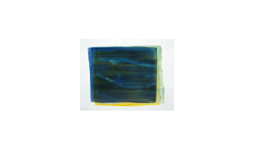 blaudrüber, 2016, Pigmente auf Papier, 31x41 | blu sopra, pigmenti su carta, 31x41